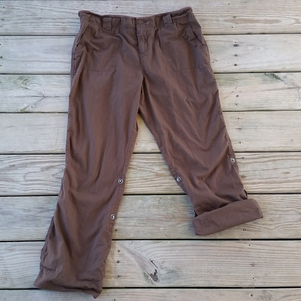 Cropped capri Pants Maternity Convertible Brown